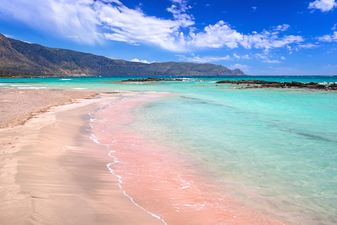 Elafonissi beach with pink sand on Crete, Greece Elafonissi beach with pink sand on Crete, Greece