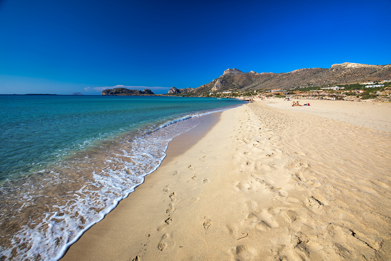 Falassarna beach on Crete island with azure clear water, Greece, Falassarna beach on Crete island with azure clear water, Greece, Europe.
